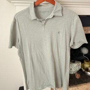 John Varvatos Grey Slub Cotton Peace Sign Polo Shirt - Size M